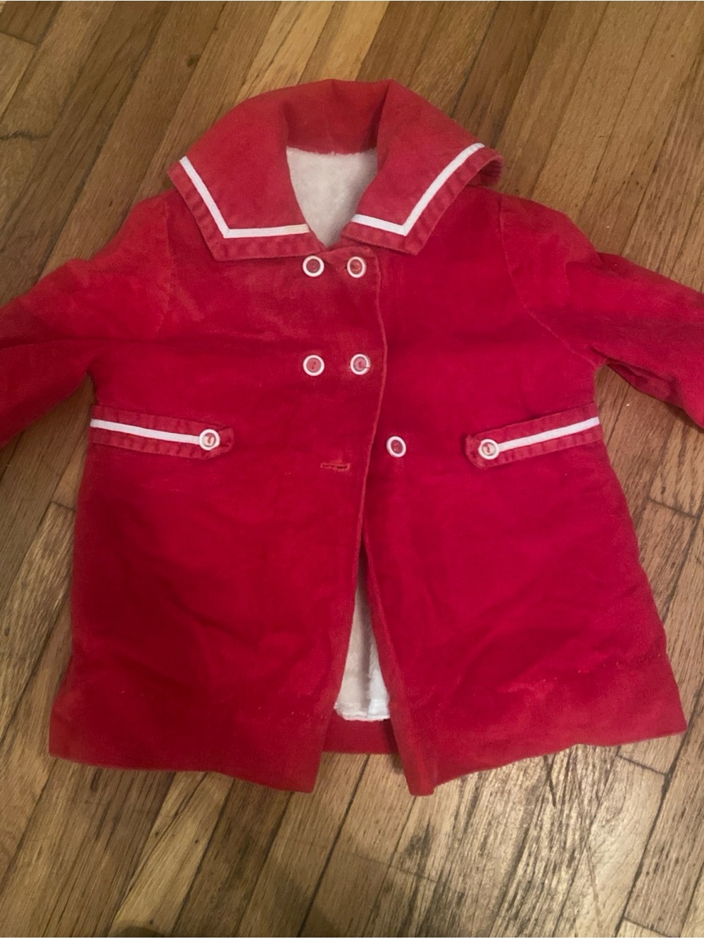 Vintage 70’s Millicents of San Francisco Red Sailor Coat Faux Fur Toddler 2T/3T